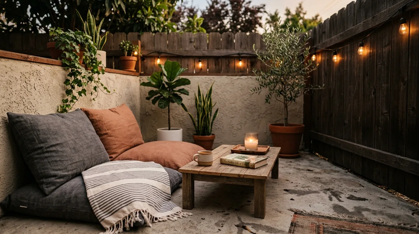 Minimal Concrete Patio with Floor Cushions